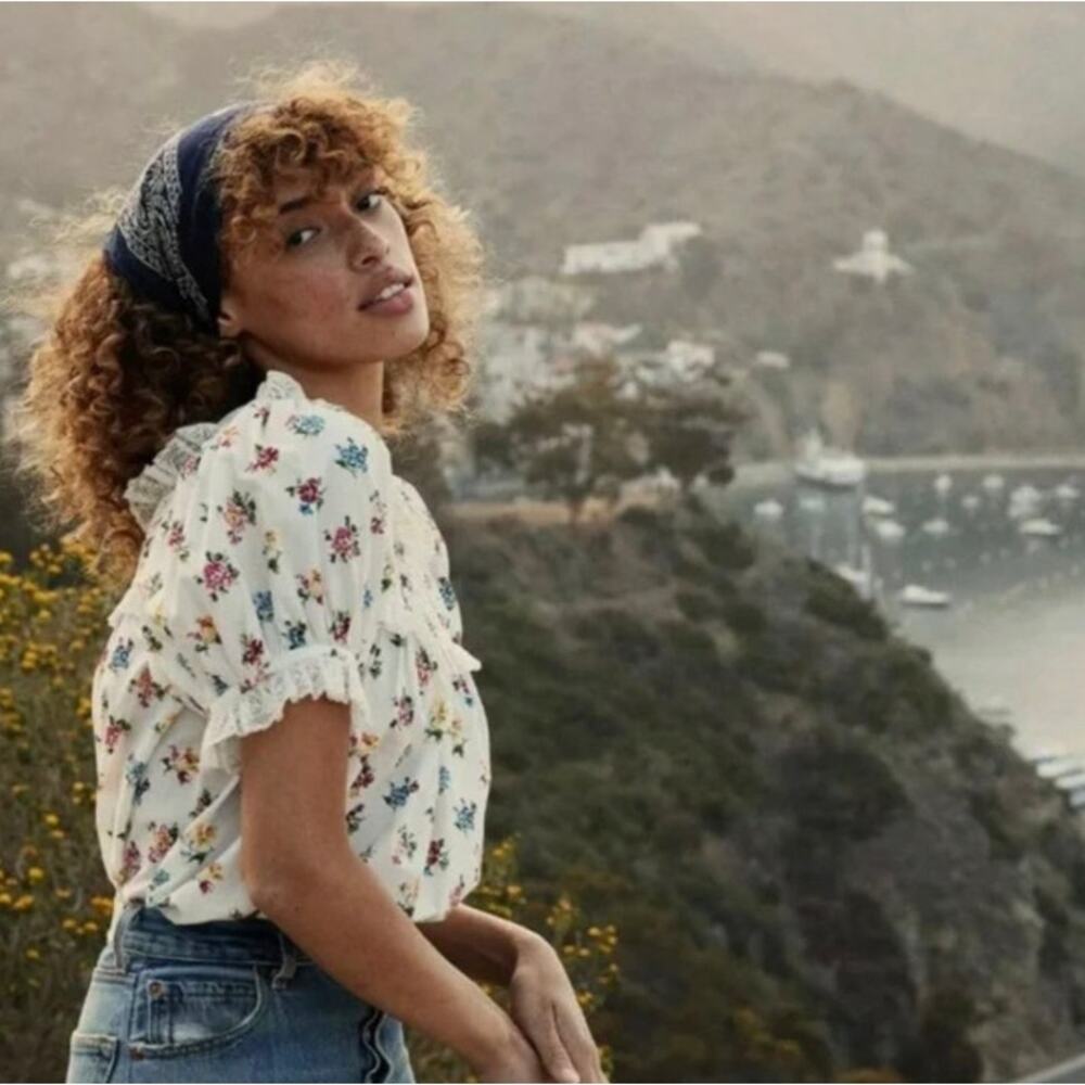 DOEN Frances Top in Fleurs De Jonquille Floral L Boho - Picture 2 of 10